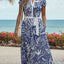 Blue White Tropical Print