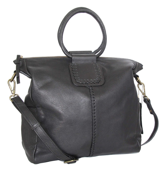 Tonya's Ring Leather Tote in Black
