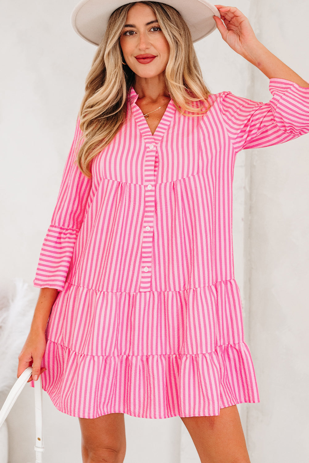 Threaded Pear Oaklynn Tiered Flowy Mini Dress