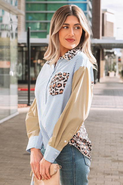 Threaded Pear Aleia Chest Cuffed Sleeve Shirt