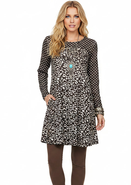 Black White Polka Dot Leopard Combo Print-