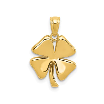 10K Yellow Gold Four Leaf Clover Charm Luck Pendant