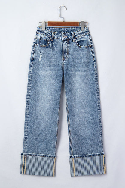 Threaded Pear Elia Cuffed Straight Loose Jeans