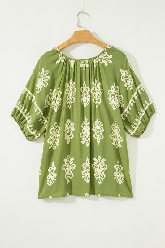 Threaded Pear Gabriella Floral Short Sleeve PLUS Top