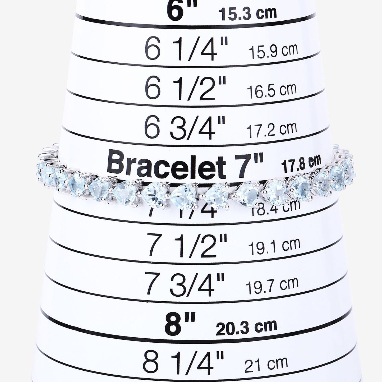 Heart Sky Blue Topaz Prong Silver Tennis Bracelet