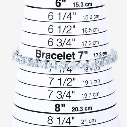 Heart Sky Blue Topaz Prong Silver Tennis Bracelet