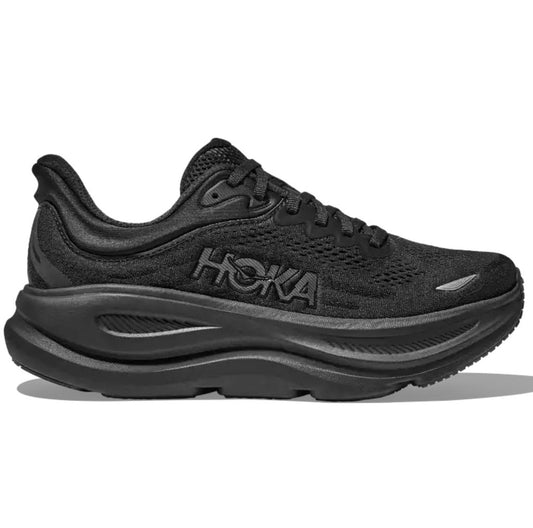 HOKA Bondi 9 Wide Men's Running Shoes — Black/Black Knit Low-Top