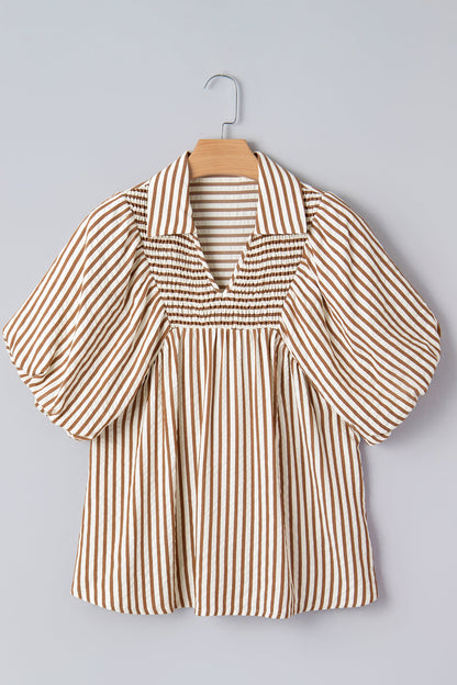 Threaded Pear Lina Short Puff Sleeve Blouse