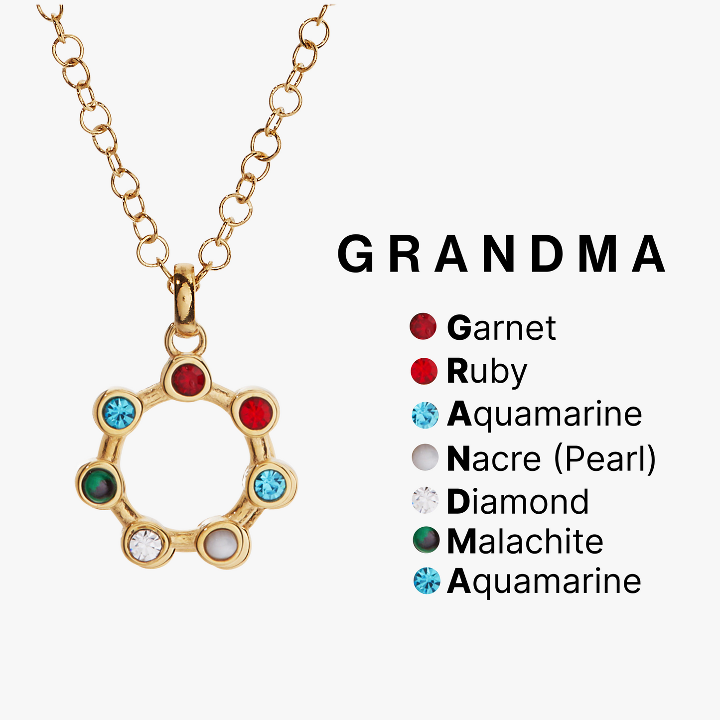 Grandma Hidden Message Acrostic Necklace
