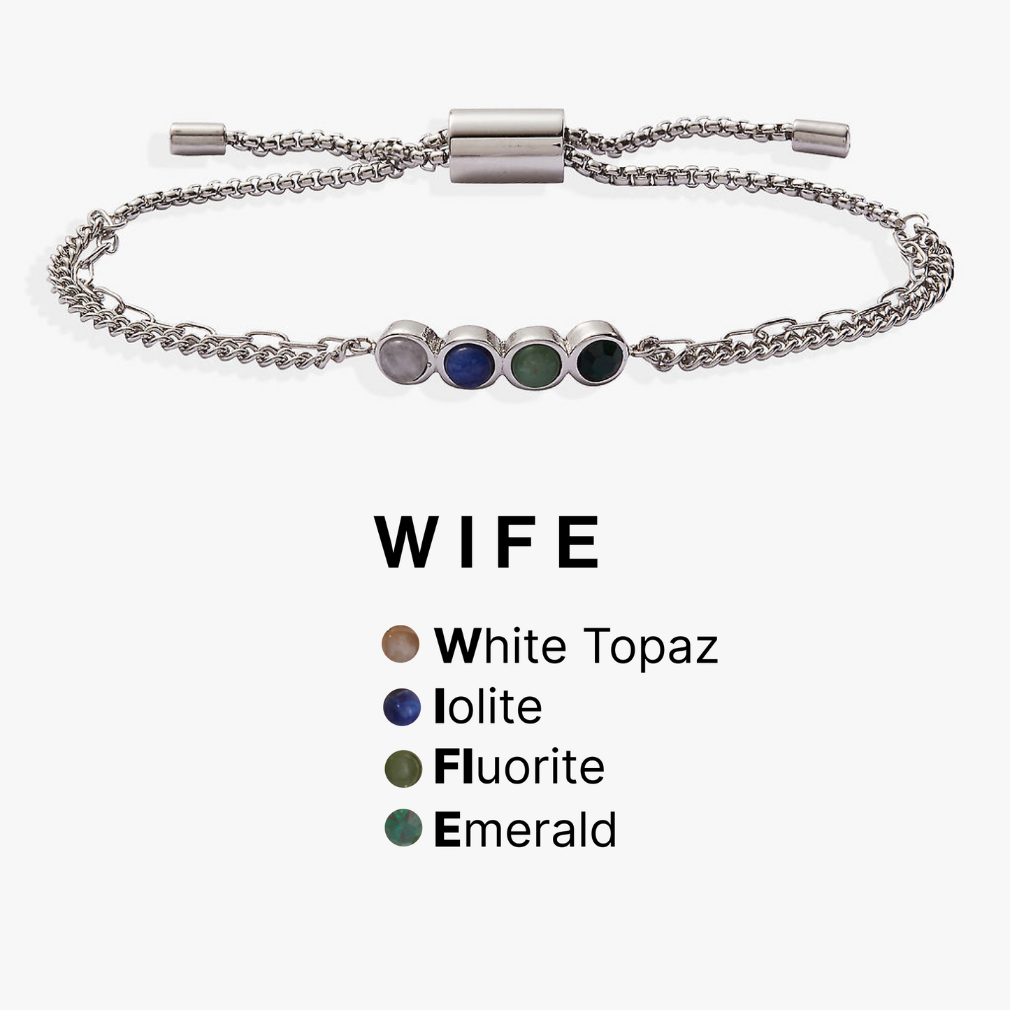 Wife Hidden Message Acrostic Bolo Bracelet