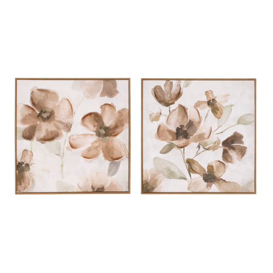 Melrose International Wood Floral Block Plaque (Set of 2)