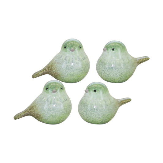 Melrose International Green Terra Cotta Bird Figurine (Set of 4)