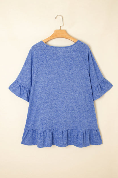 Threaded Pear Bailey Short Sleeve Casual Plus Blouse