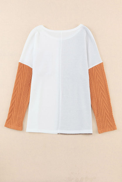 Threaded Pear Emily Textured Knit top Long Sleeve Top