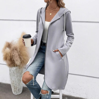 Street Zip Hooded Velvet-Lined Sweatshirt Women | Cozy Streetwear
