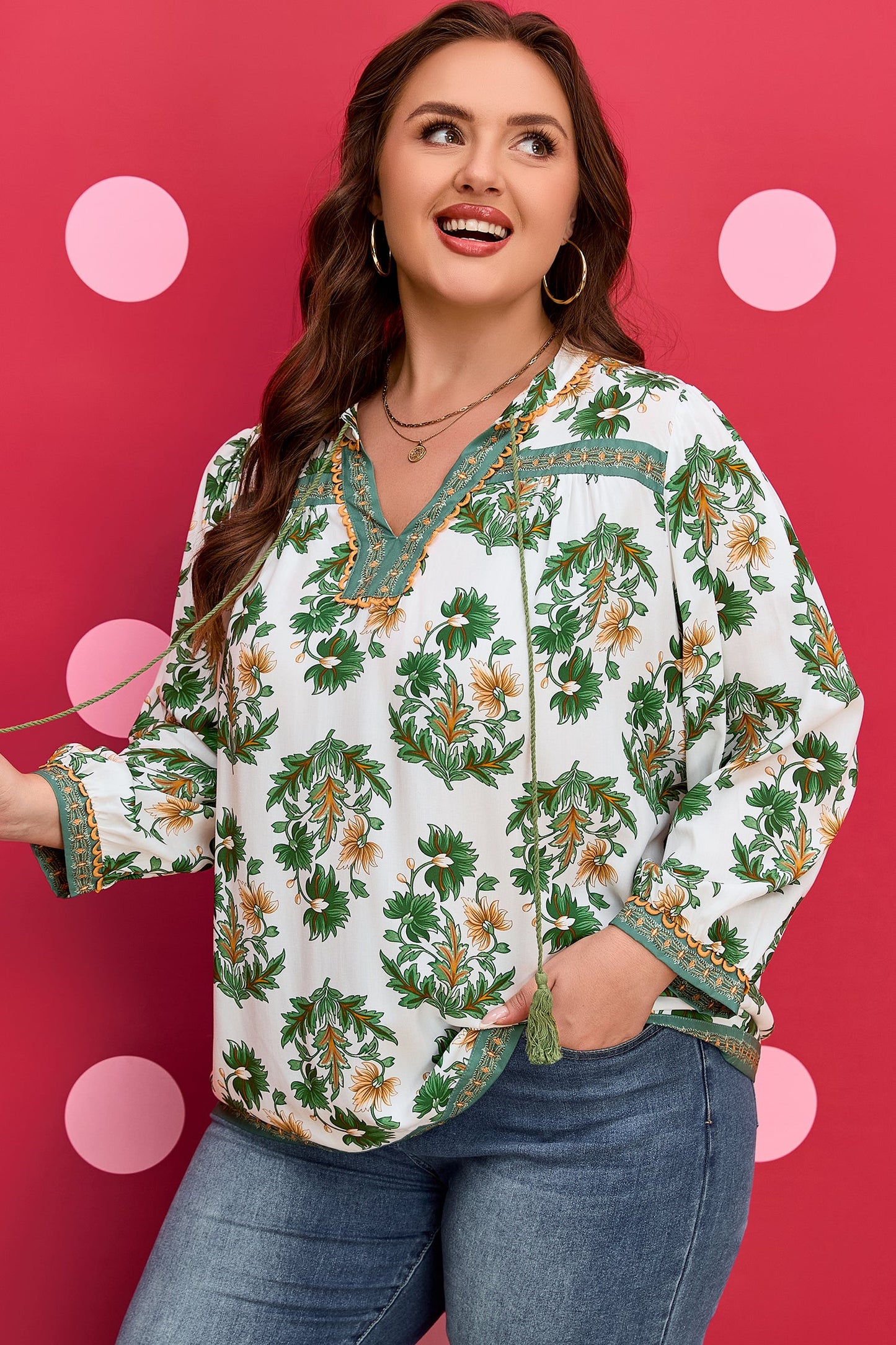 Threaded Pear Kira 3 4 Sleeve PLUS Blouse