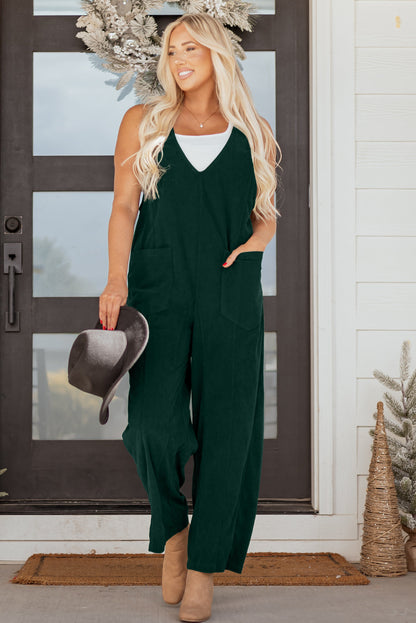 Threaded Pear Elle Corduroy Patched Sleeveless Jumpsuit