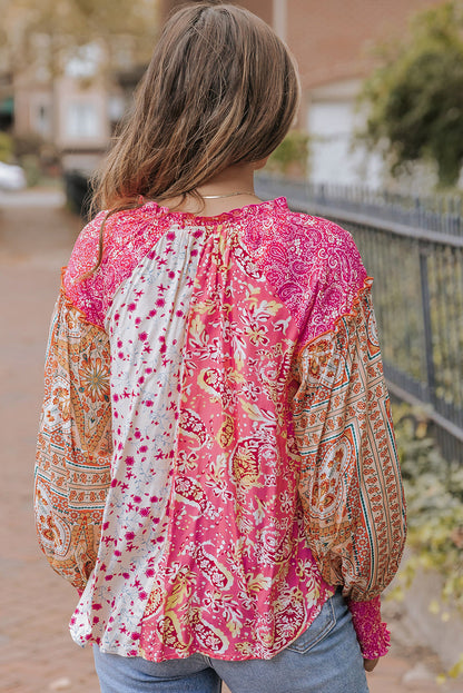 Threaded Pear Adalee Printed Puff Sleeve Shirt