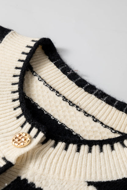 Threaded Pear Rylee Stripe Button Cardigan Sweater