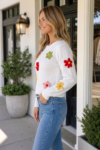 Threaded Pear Zayleigh Textured Knit Sweater