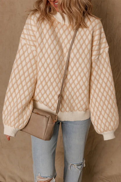 Threaded Pear Ximena Rhombus Textured Knit Sweater