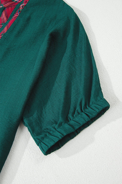Threaded Pear Janiyah Patchwork Half Sleeve Blouse