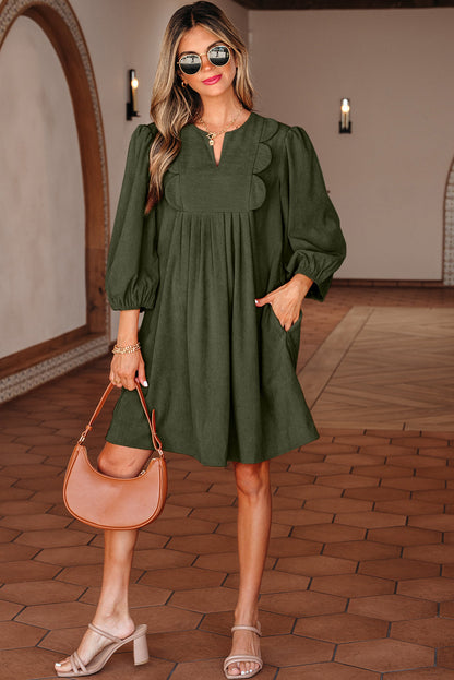 Threaded Pear Michelle Pleated Corduroy Mini Dress