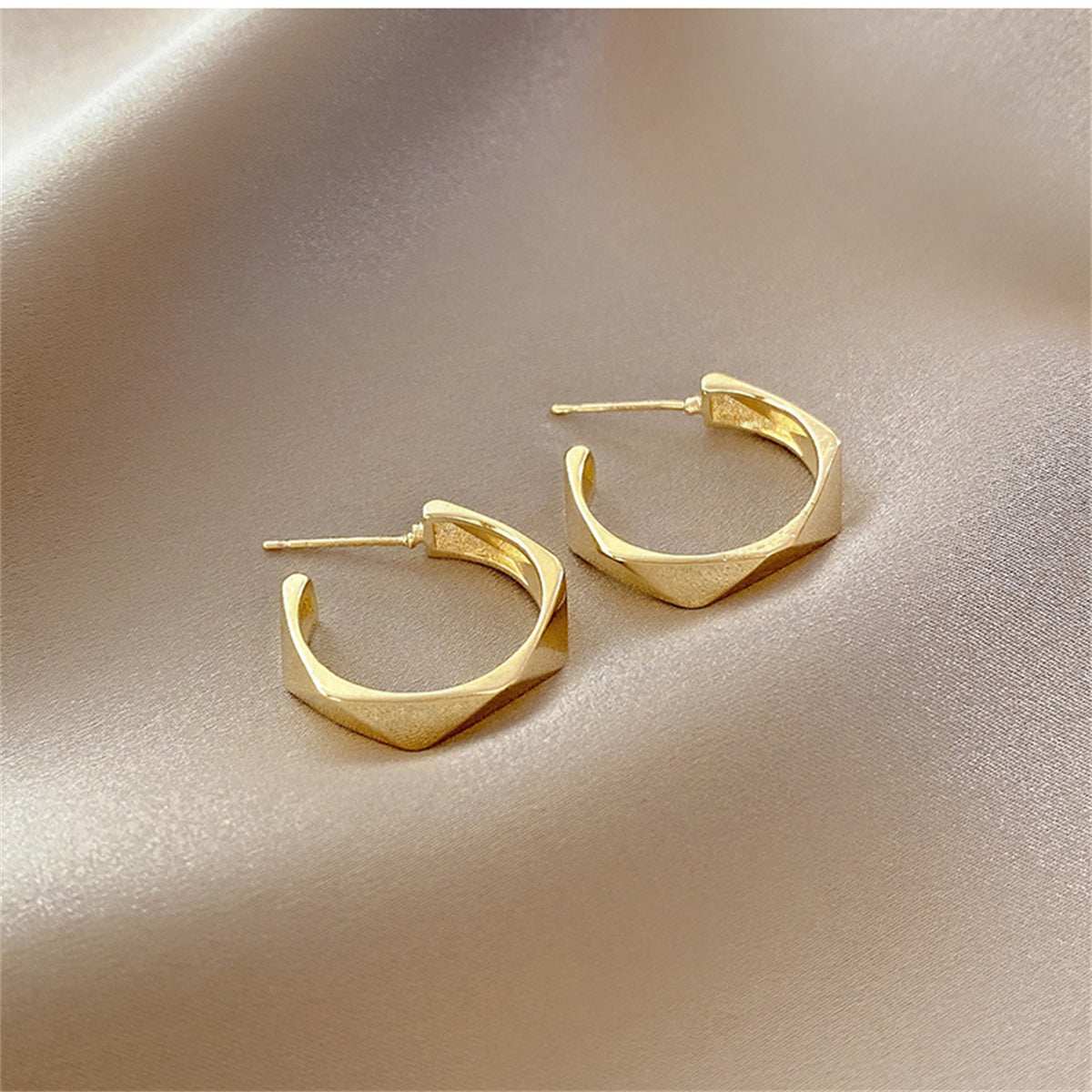Goldtone Diamond-Cut Hoop Earrings