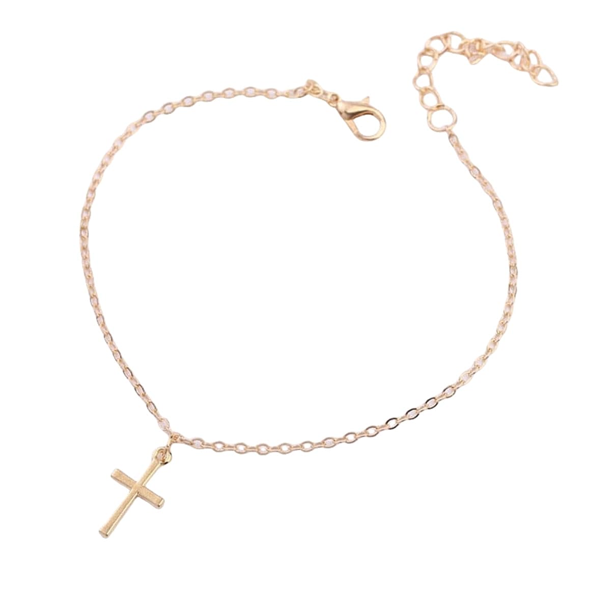 Goldtone Cross Charm Anklet