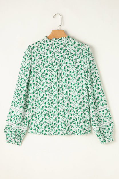 Threaded Pear Melanie Lace Floral Puff Sleeve Top