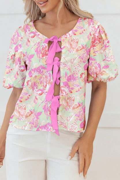 Threaded Pear Ayla Short Puff Sleeve Blouse