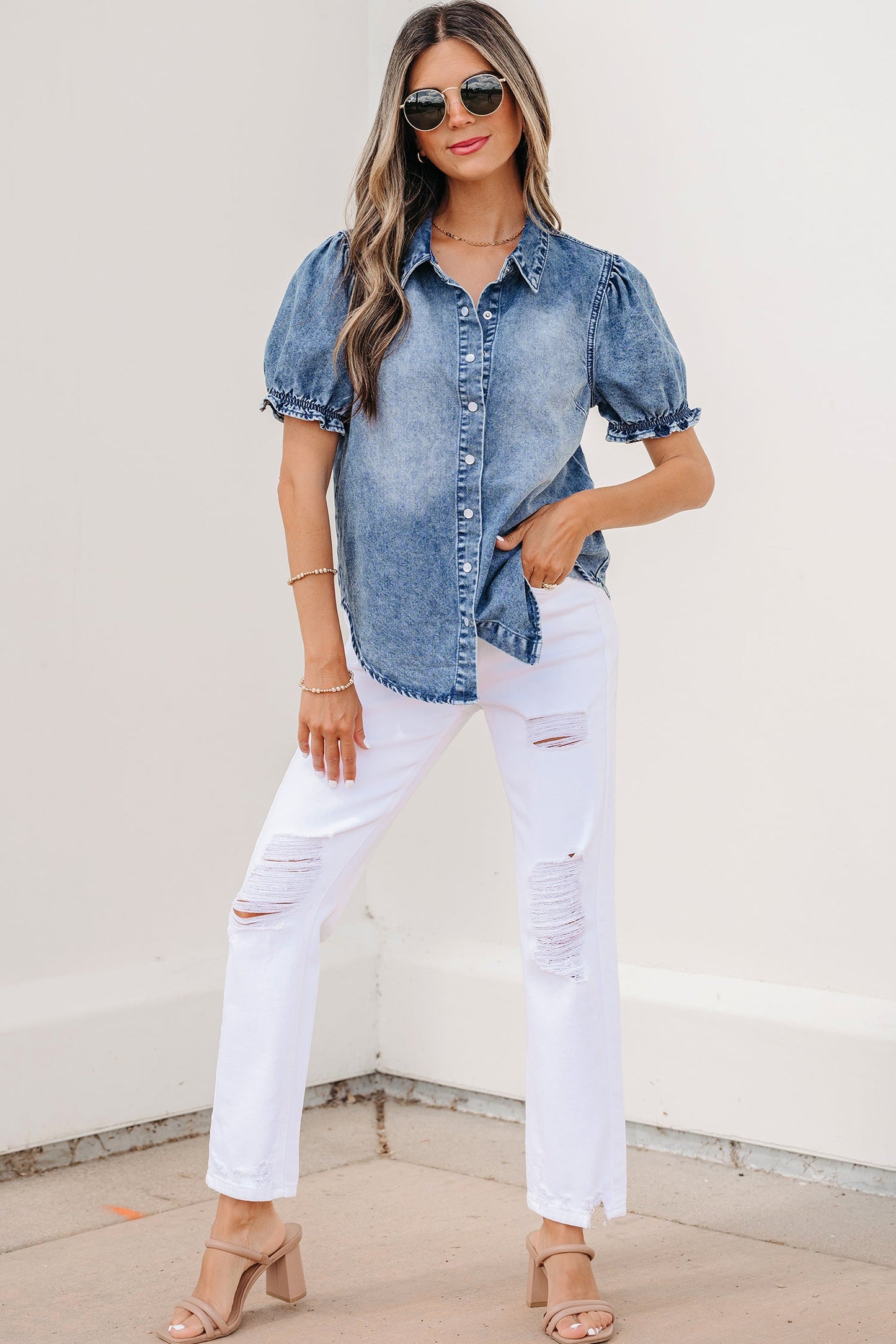 Threaded Pear Ariana Short Sleeve Snap Shirt