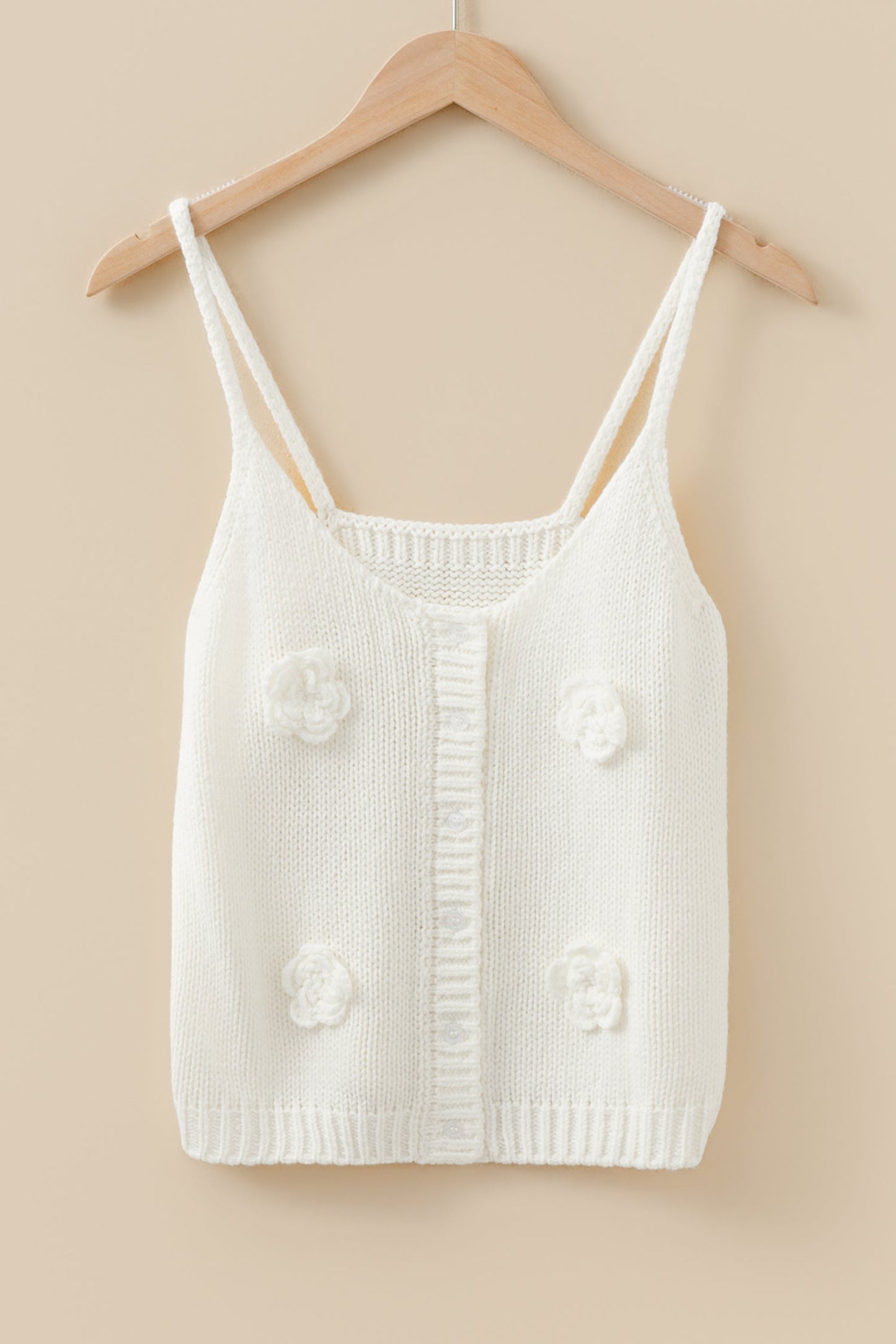 Threaded Pear Maddie Flower Spaghetti Straps Sweater