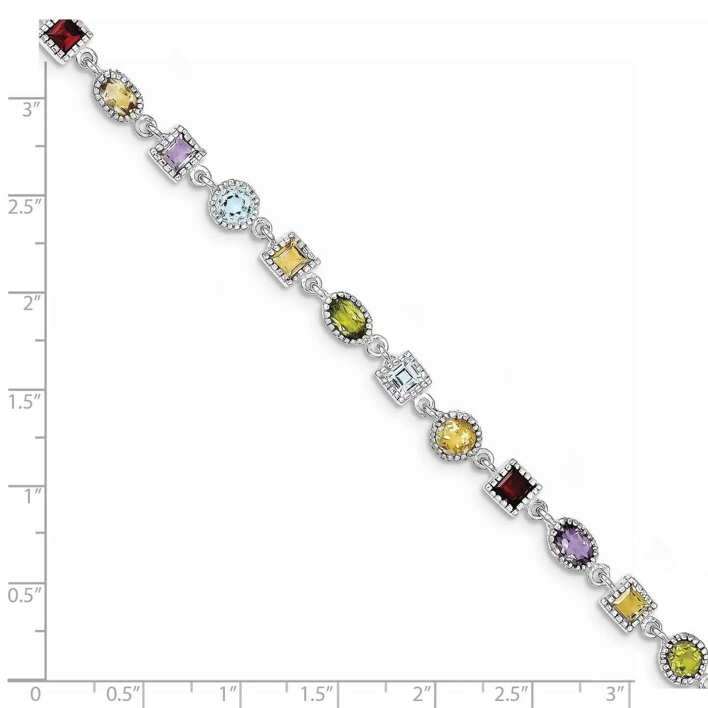 Natural Multi Stone Sterling Silver Birthstone Bracelet