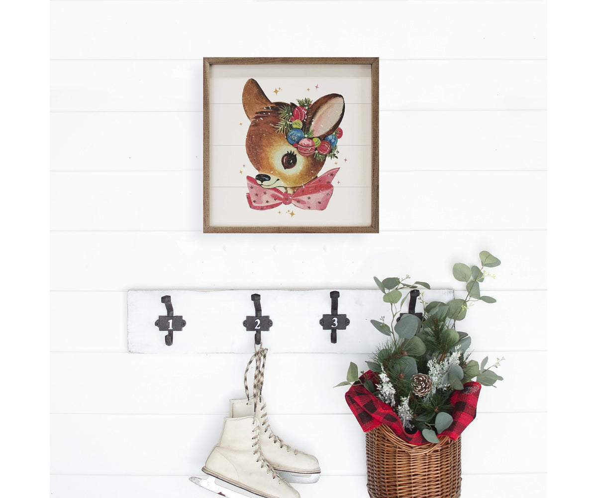 Kendrick Home Pink Bow Deer White