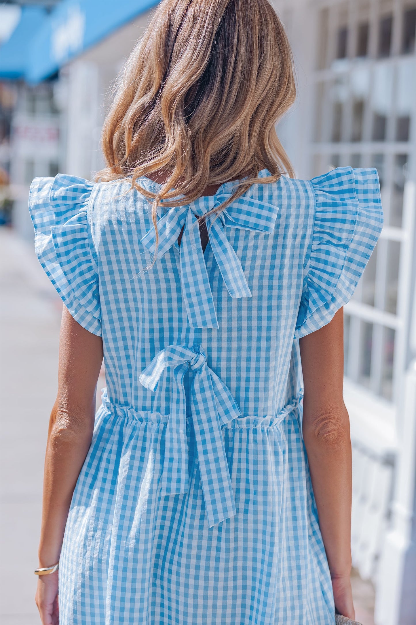 Threaded Pear Deborah Sleeve Gingham Maxi Dress