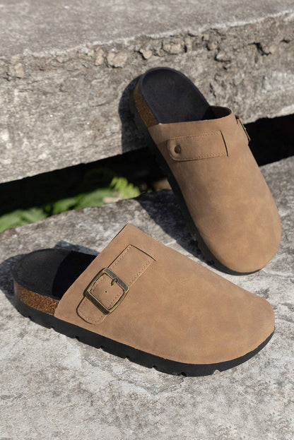 Threaded Pear Ariyah Suede Buckle Detail Slippers