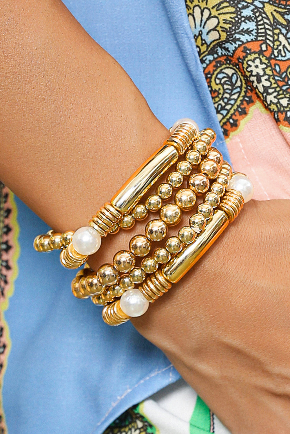 Threaded Pear Zoe Plated Beaded Bracelet Set