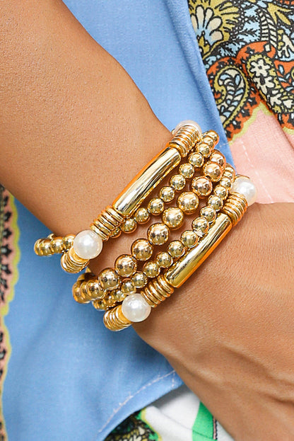Threaded Pear Zoe Plated Beaded Bracelet Set