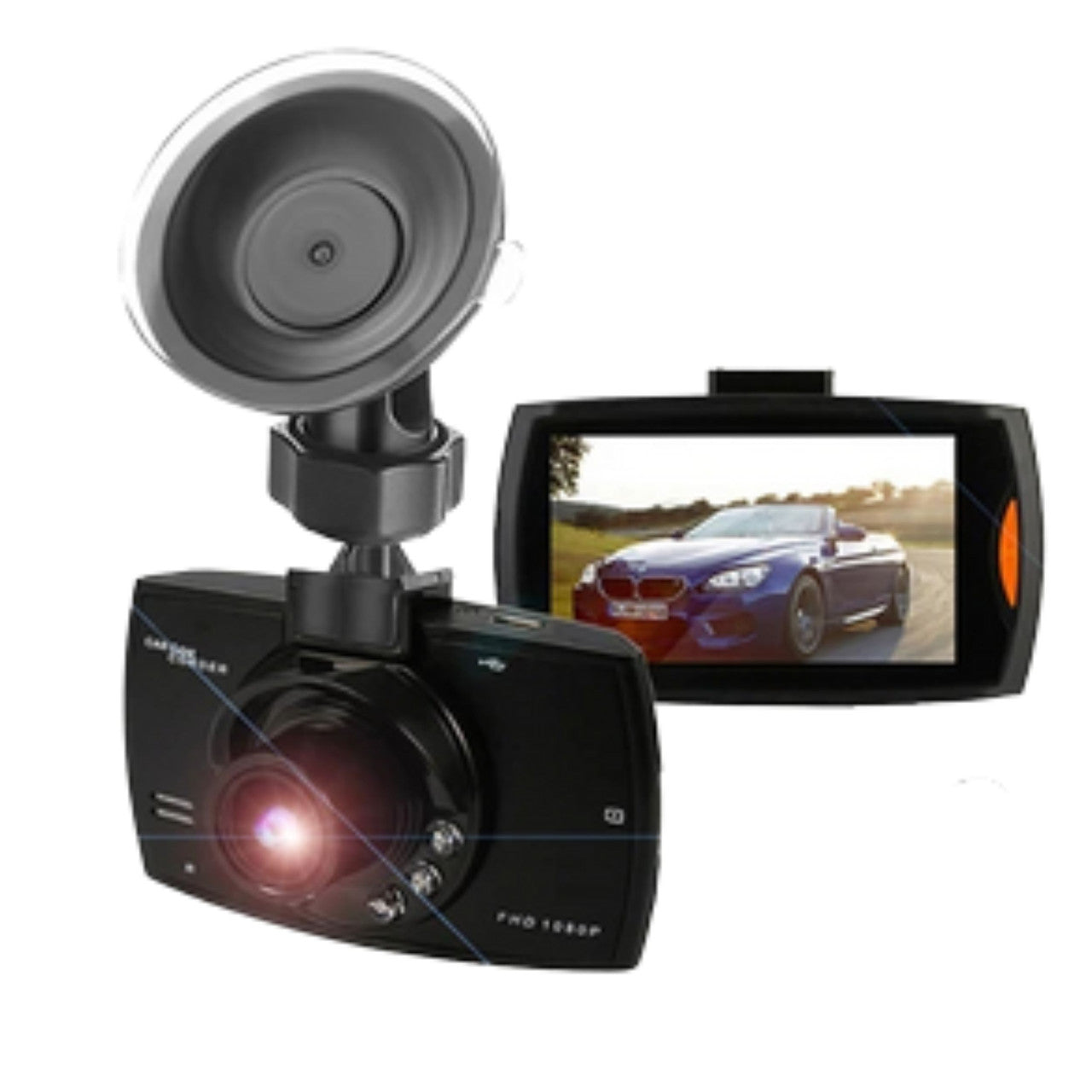 Prime Goods 2.7'' Full HD 1080P Dash Cam Car DVR Front & Rear Camera Night Vision G-Sensor - Black