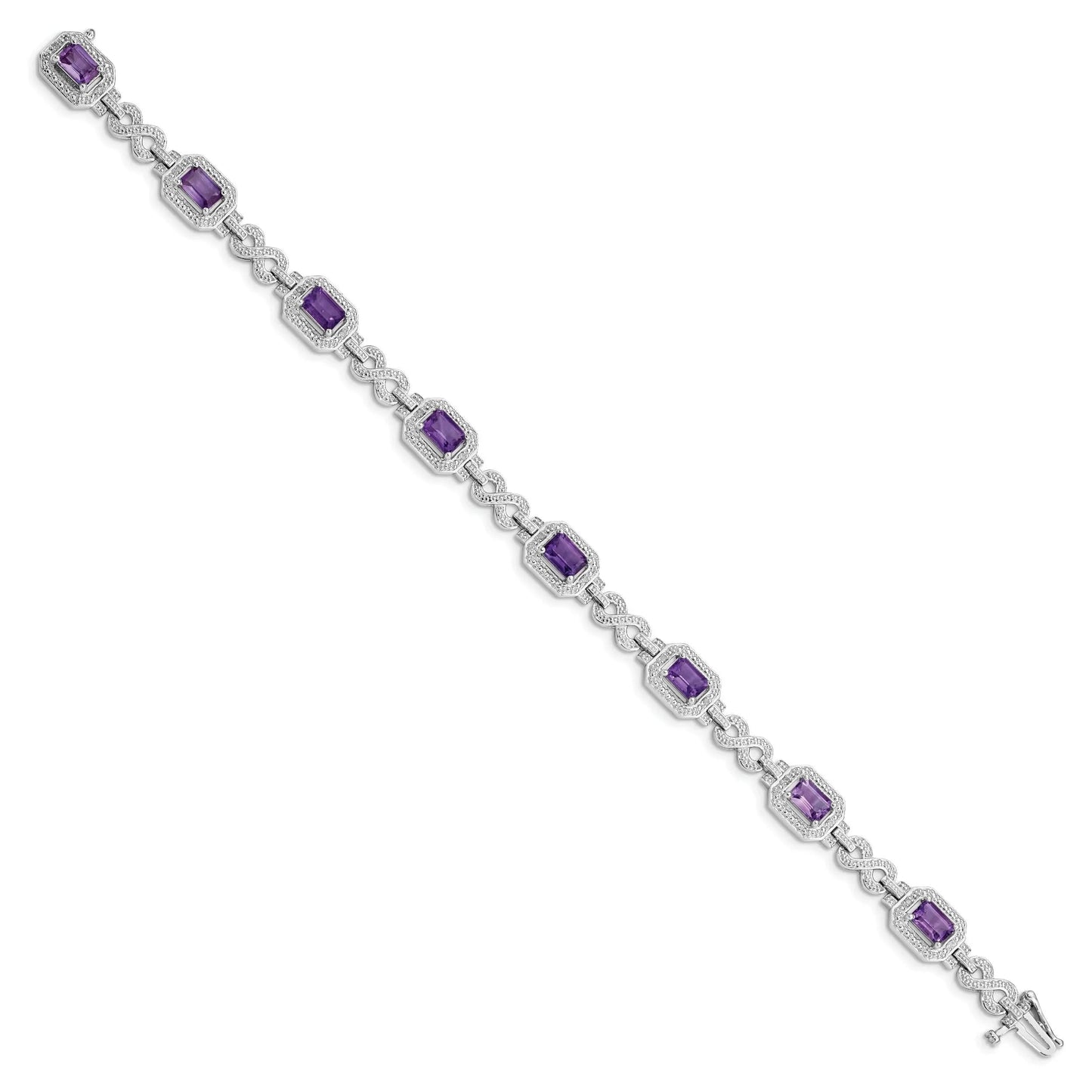 Genuine Amethyst Diamond Infinity Link Bracelet