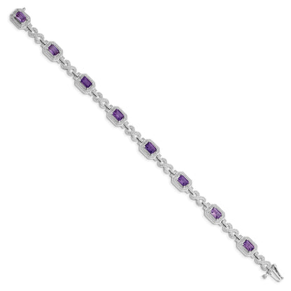 Genuine Amethyst Diamond Infinity Link Bracelet