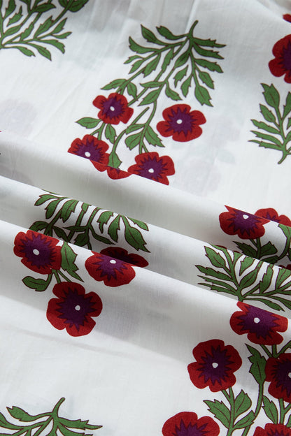 Threaded Pear Halo Sleeve Loose Floral Dress