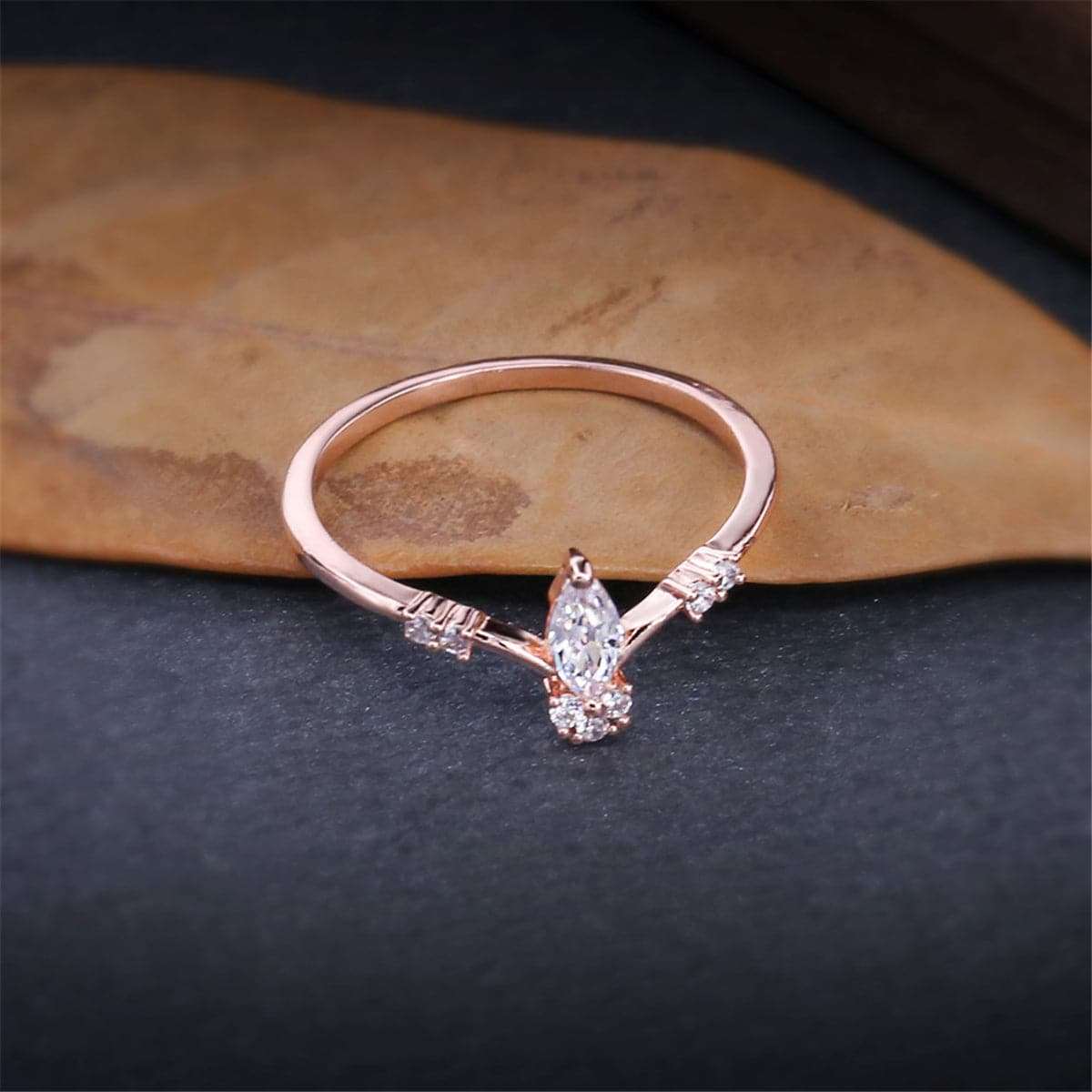 Cubic Zirconia & Rose Goldtone Marquise-Cut Ring