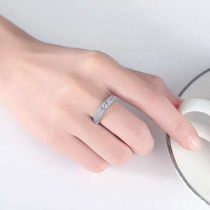 Crystal & Cubic Zirconia Silvertone Band Ring-3