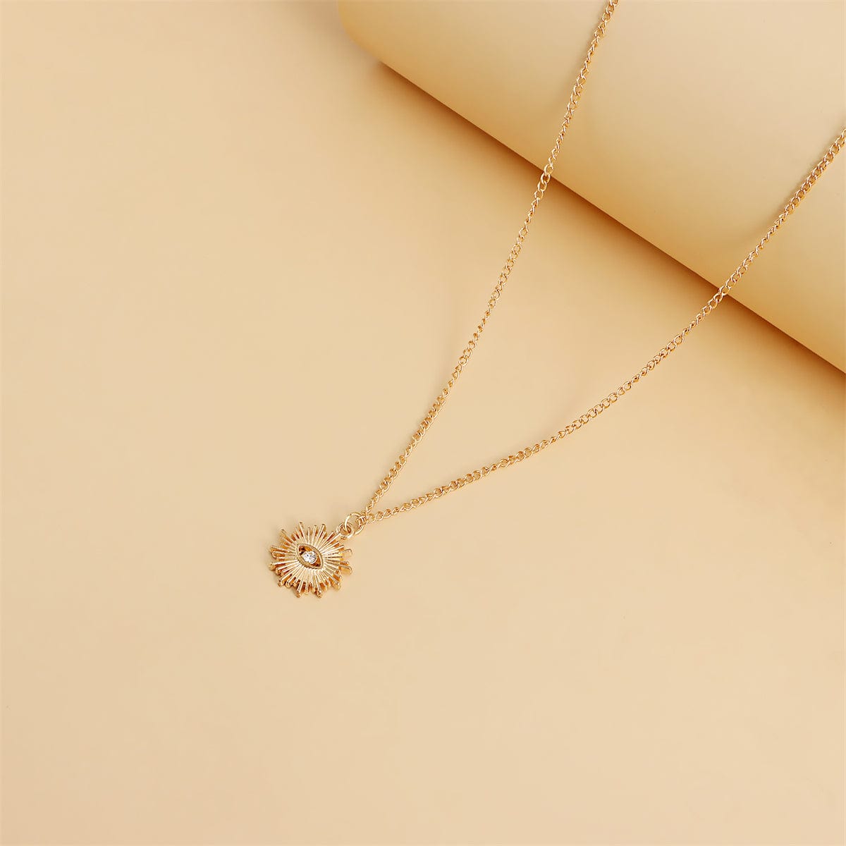 Aqua & Cubic Zirconia Heart Sun Pendant Necklace Set