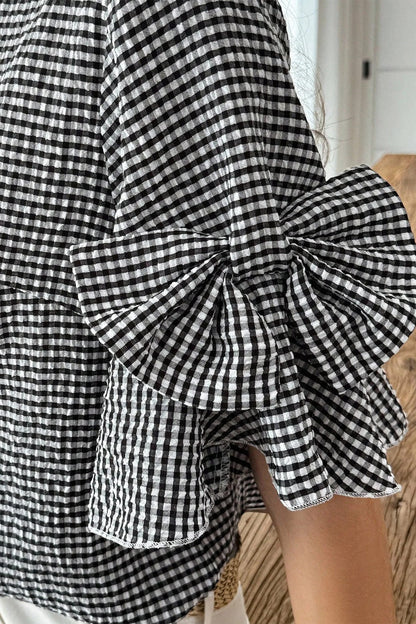 Threaded Pear Carolina Ruffled Half Sleeve Blouse