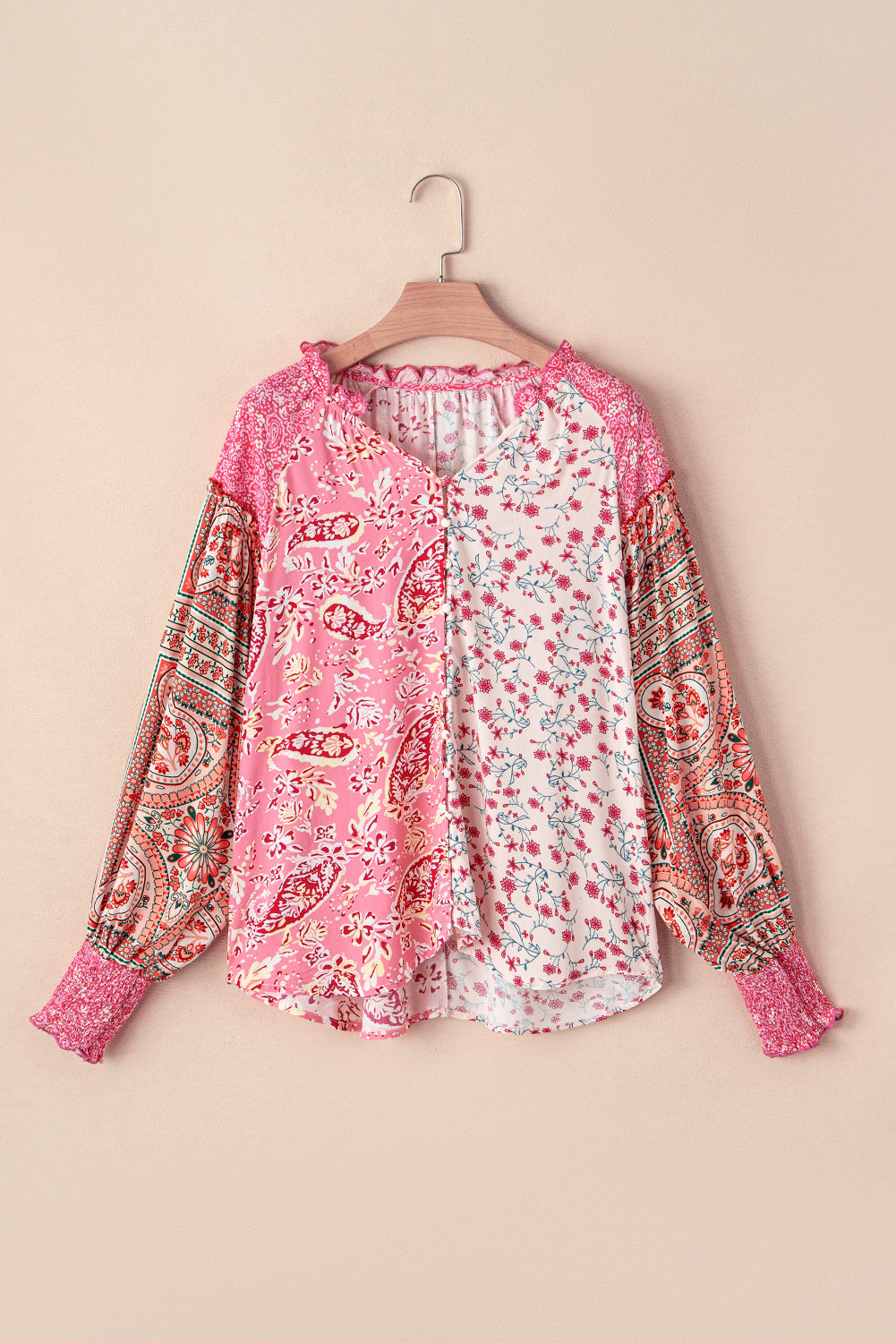 Threaded Pear Adalee Printed Puff Sleeve Shirt