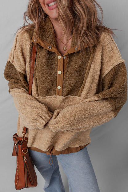 Threaded Pear Adaline Patchwork Half Sherpa Sweatshirt