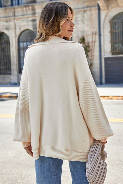Threaded Pear Rosemary Lapel Collar Single Sweater